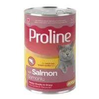 Proline طعام القطط المعلب البالغ مع قطع من لحم السلمون في صلصة 400gr