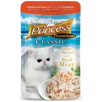 Princess Classic Gold Pouch Adult Canned Cat Food with Chicken, Tuna, Crab and Rice 70gr