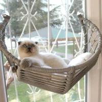 Teng Kedi Cam Askılı Vantuzlu Kedi Yatağı 40x34cm (Gri)