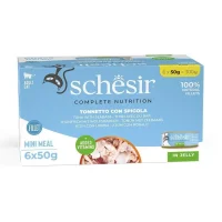 Schesir Tam ve Dengeli Ton Balığı ile Levrekli Jöle İçinde Kedi Konservesi Multipack 6x50g