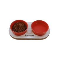 Raccoon Zeus کاسه غذای سرامیکی دوتایی برای گربه و سگ قرمز 13 Cm