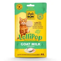 Delibon Dondurularak Kurutulmuş Keçi Sütlü & Tavuklu Lolipop Kedi Ödülü (6'lı Paket)