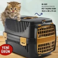 Plast Art Plastic Carrier for Cats and Dogs 32.5 x 48 x 31 cm, Gold/Black
