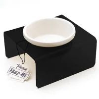Petbucks Home وعاء طعام فردي من السيراميك ووعاء ماء مزخرف للقطط والكلب 300 ml (أسود)