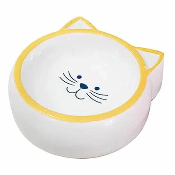 EuroCat Melamin Kedi Mama Kabı Kedi Suratı Şeklinde Sarı 210ml