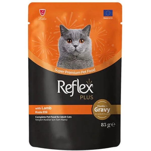Reflex Plus Pouch Gravy Kuzu Etli Soslu Kedi Yaş Maması 85 Gr