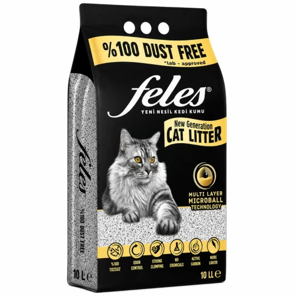 Feles MicroBall 10 L Natural Bentonite Clumping Unscented Cat Litter